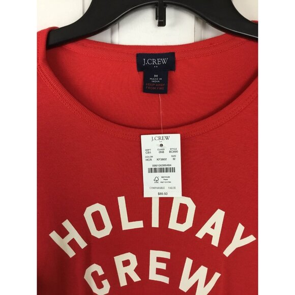 J. Crew Holiday Crew Long Sleeve Christmas Pajama Top Pullover Red Size M NWT - Picture 2 of 5